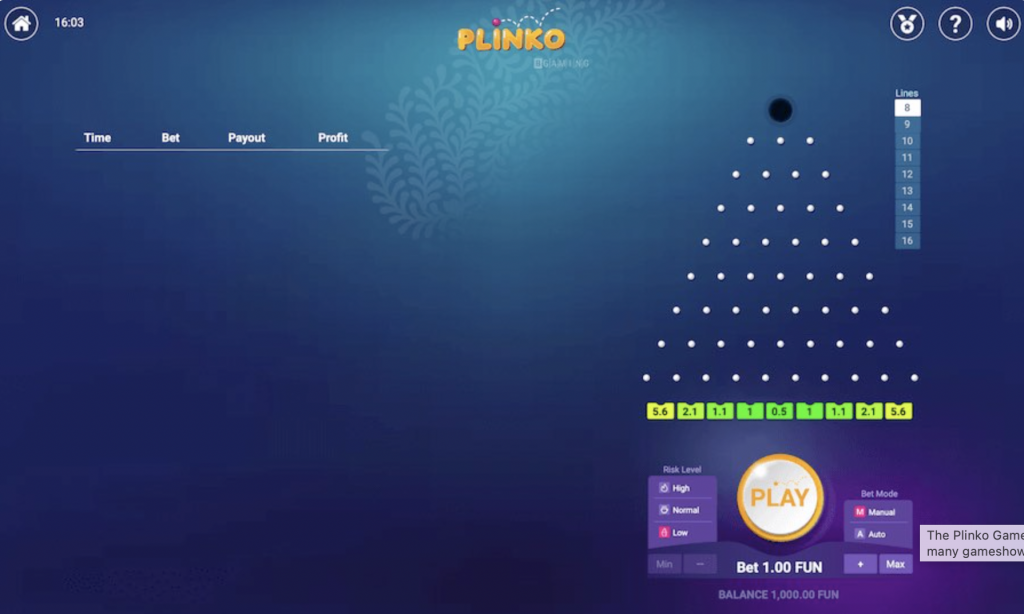 Plinko game for money